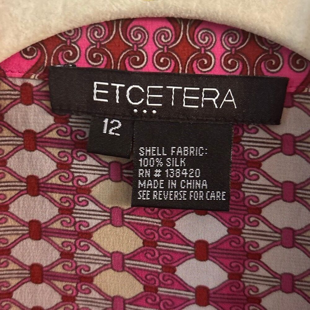 Etcetera 100% silk sleeveless printed top pink beige Size 12 - Picture 2 of 5